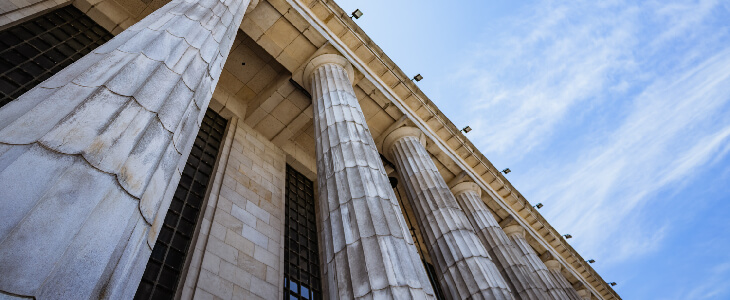 outside of a court house court columns